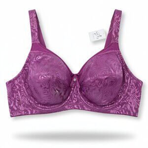 NWT Womenβs Purple Floral Lace Wireless Bra β Size 48D